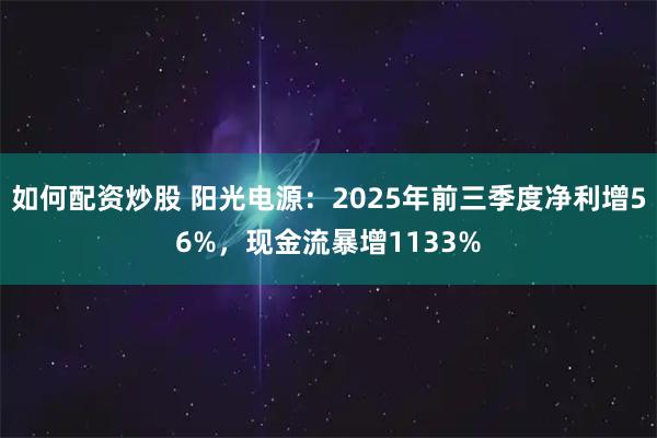 如何配资炒股 阳光电源：2025年前三季度净利增56%，现金流暴增1133%