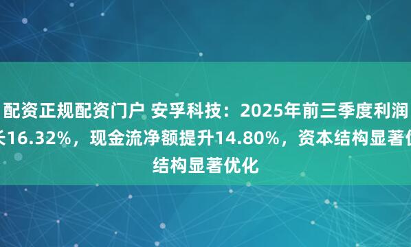 配资正规配资门户 安孚科技:2025年前三季度利润增长16.32%,现金流净额提升14.80%,资本结构显著优化